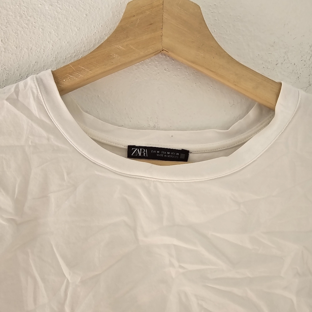 ZARA White Bubble T-Shirt Short Sleeve Boxy Medium - Picture 4 of 6